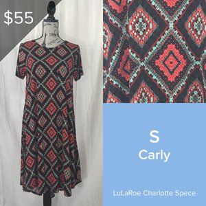 NWT S Black Geometric Lularoe Carly Dress